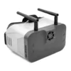 Close-up of EMAX drone goggles with dual antennas and a built-in fan